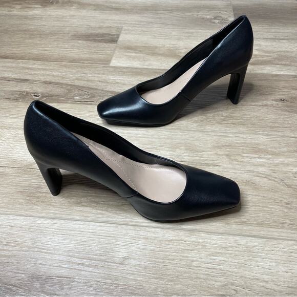 Alfani Women's Black Leather Squared Point Toe Step ‘N Flex Jeules Pumps sz 8.5 - Picture 5 of 8